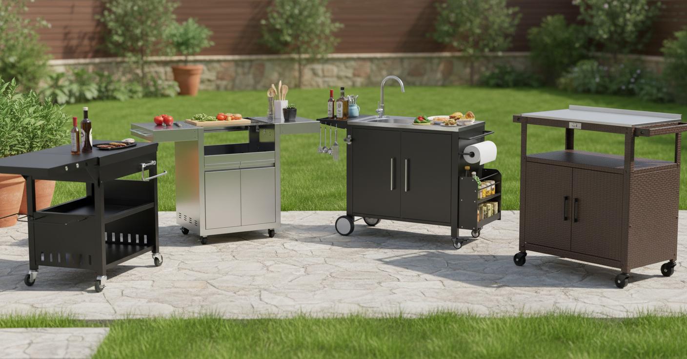 Best All-in-One Outdoor Kitchen Island - Spacious Design, Portable Convenience, Foldable Side Tables