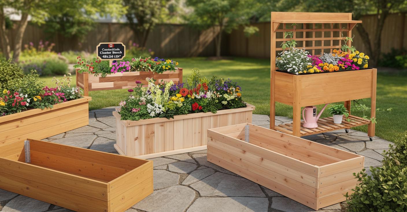 Best Cedar Wood Raised Planter Bench - Elevated Design, Easy Planting, Comfortable Harvesting