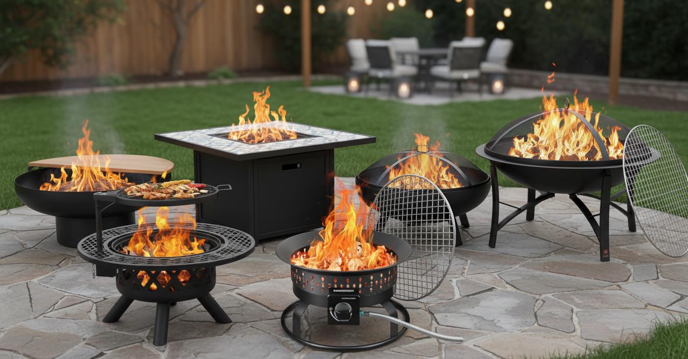 Best Fire Pit with Built-In Grill - Versatile Wood-Burning, Durable Construction, Easy to Use