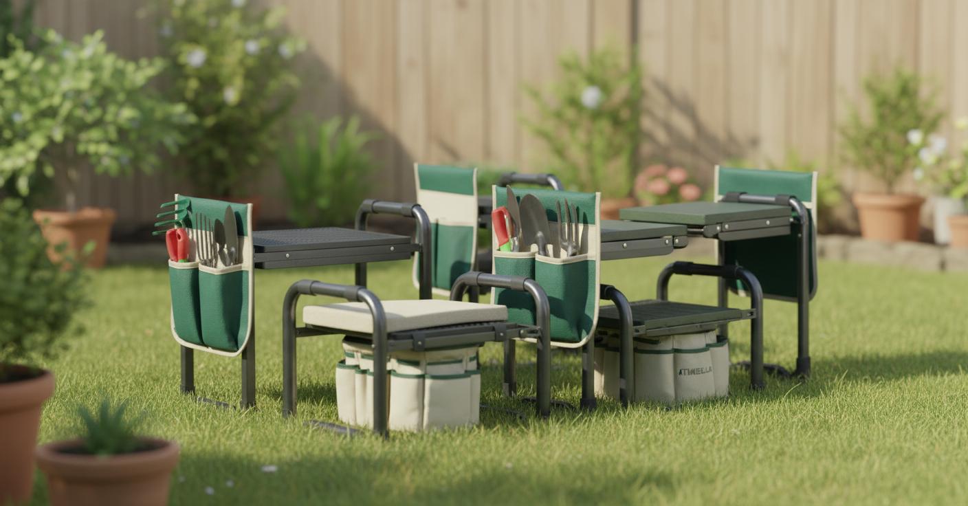 Best Foldable Garden Kneeler with Tool Bag - Comfortable Seating, Portable Design, and Convenient Tool Storage