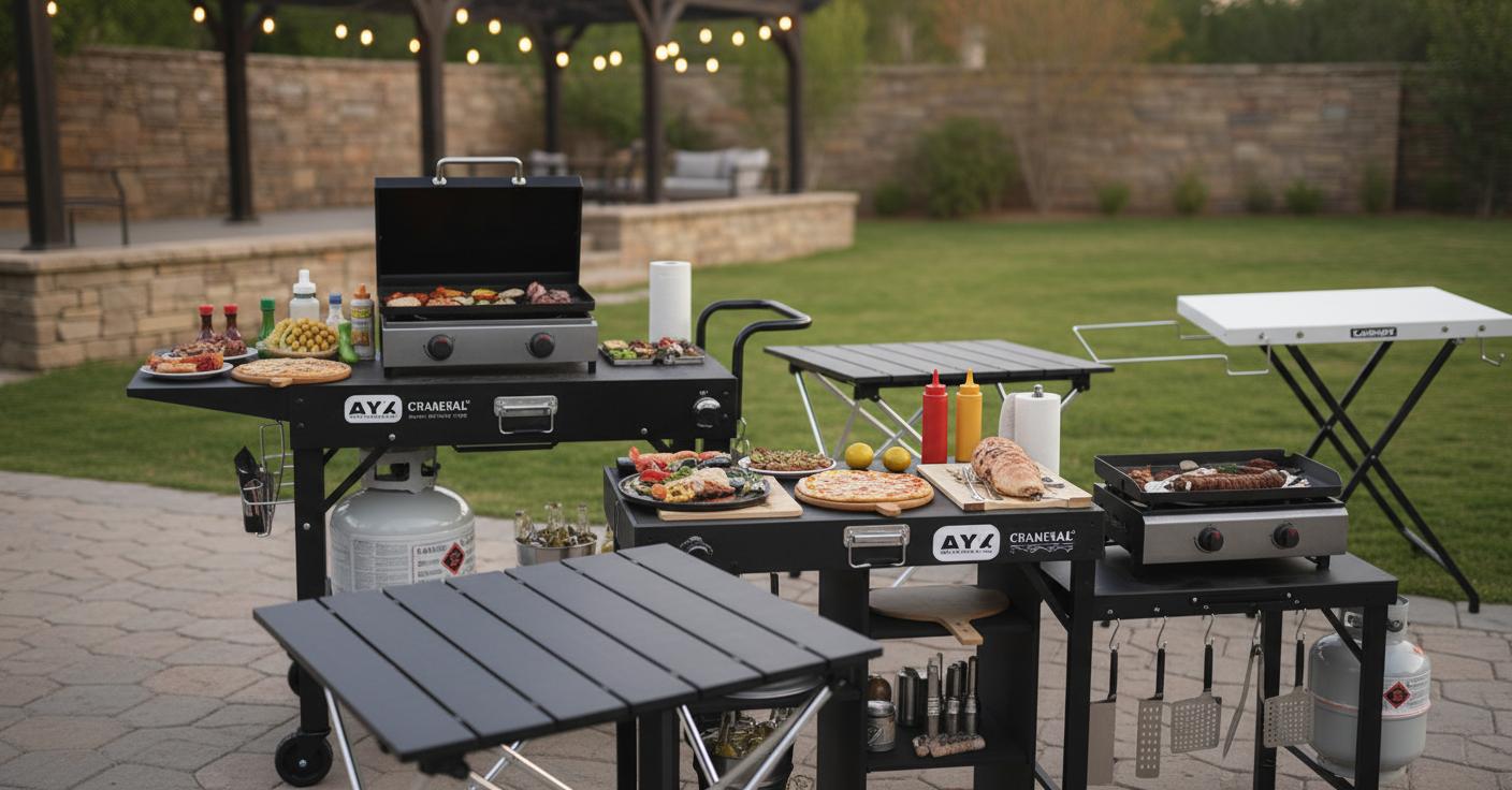 Best Foldable Grilling Prep Station - Sturdy Build, Easy Mobility and Perfect for Blackstone Griddles