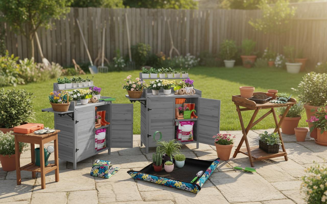 Best Foldable Potting Bench - Space-Saving, Durable, and Organized Outdoor Storage