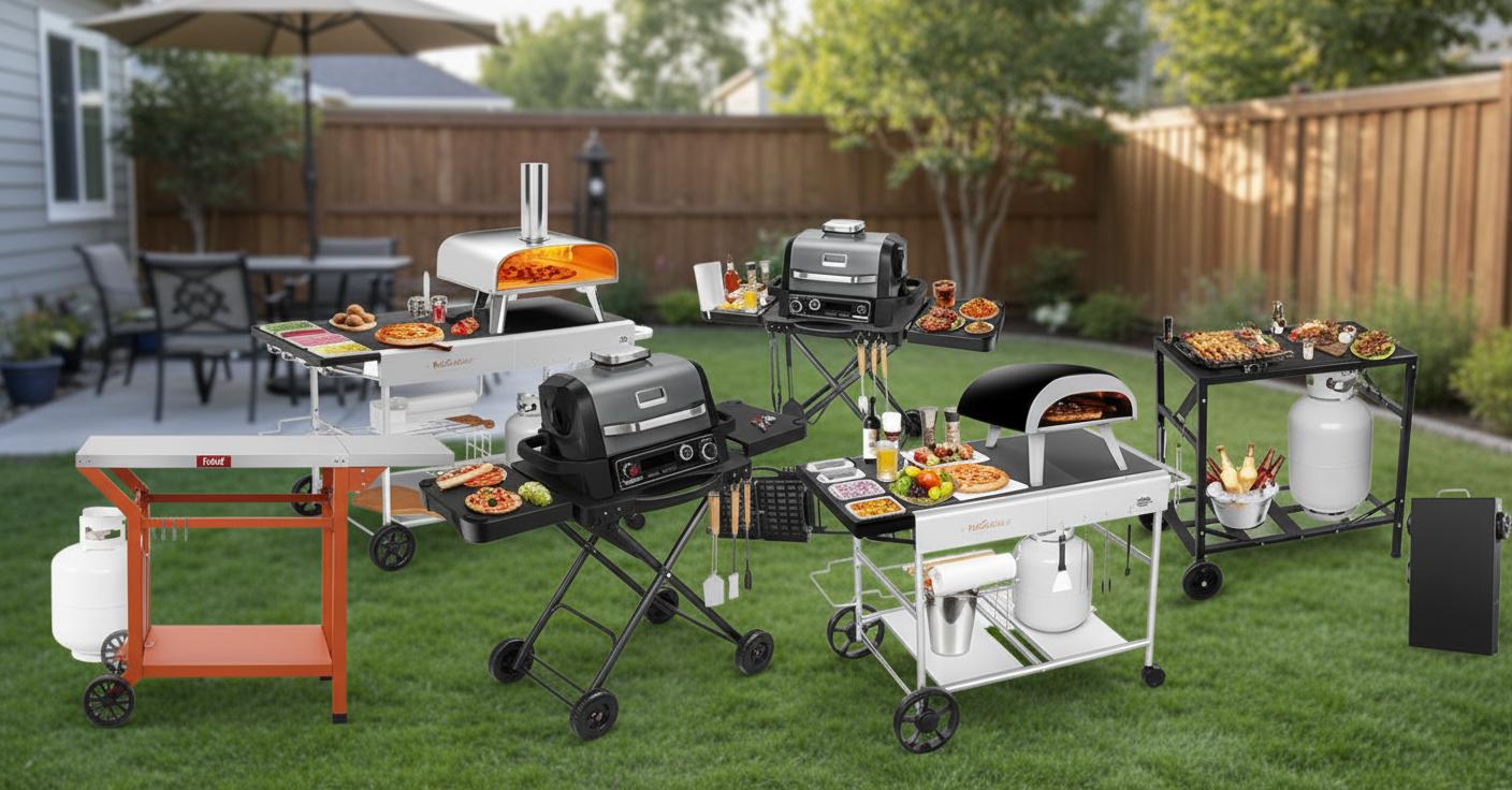 Best Folding Pizza Oven Station - Organized Outdoor Cooking, Versatile Prep Space, Durable Design