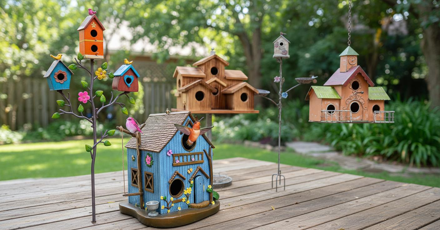 Best Multi-Level Birdhouse Tower - Colorful Design, Durable Build, Easy Cleaning on Sturdy Pole