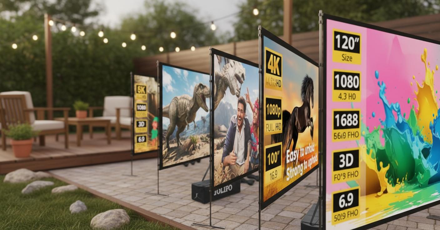 Best Retractable Outdoor Movie Screen - Portable, 120-Inch HD Viewing, Easy Setup