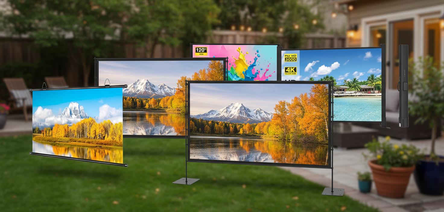 Best Retractable Outdoor Projector Screen - Crisp Visuals, Vibrant Colors, Large 120-Inch HD Display