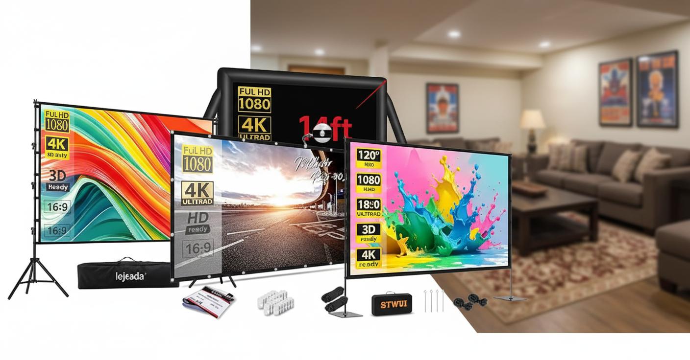 Best Home Theater Projector Screen - Outdoor and Indoor Use, Easy Portability, Quick Setup