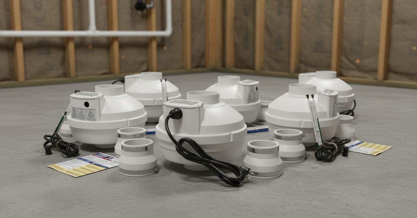 Best Radon Mitigation Fan System - Efficient Performance, 4.5-Inch Inlet/Outlet Diameter, Durable Design