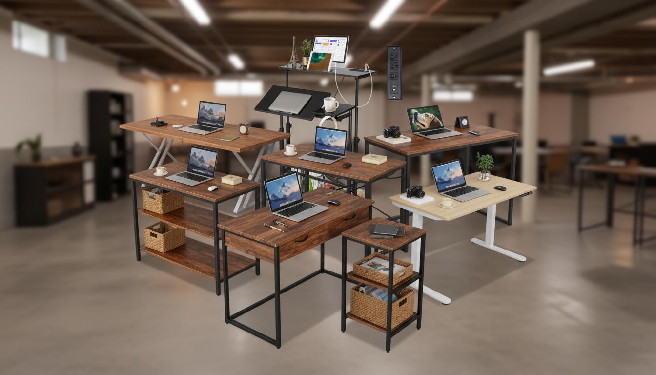 Best Retractable Home Office Desk - Sturdy Construction, Stylish Appeal, Modern Industrial Design