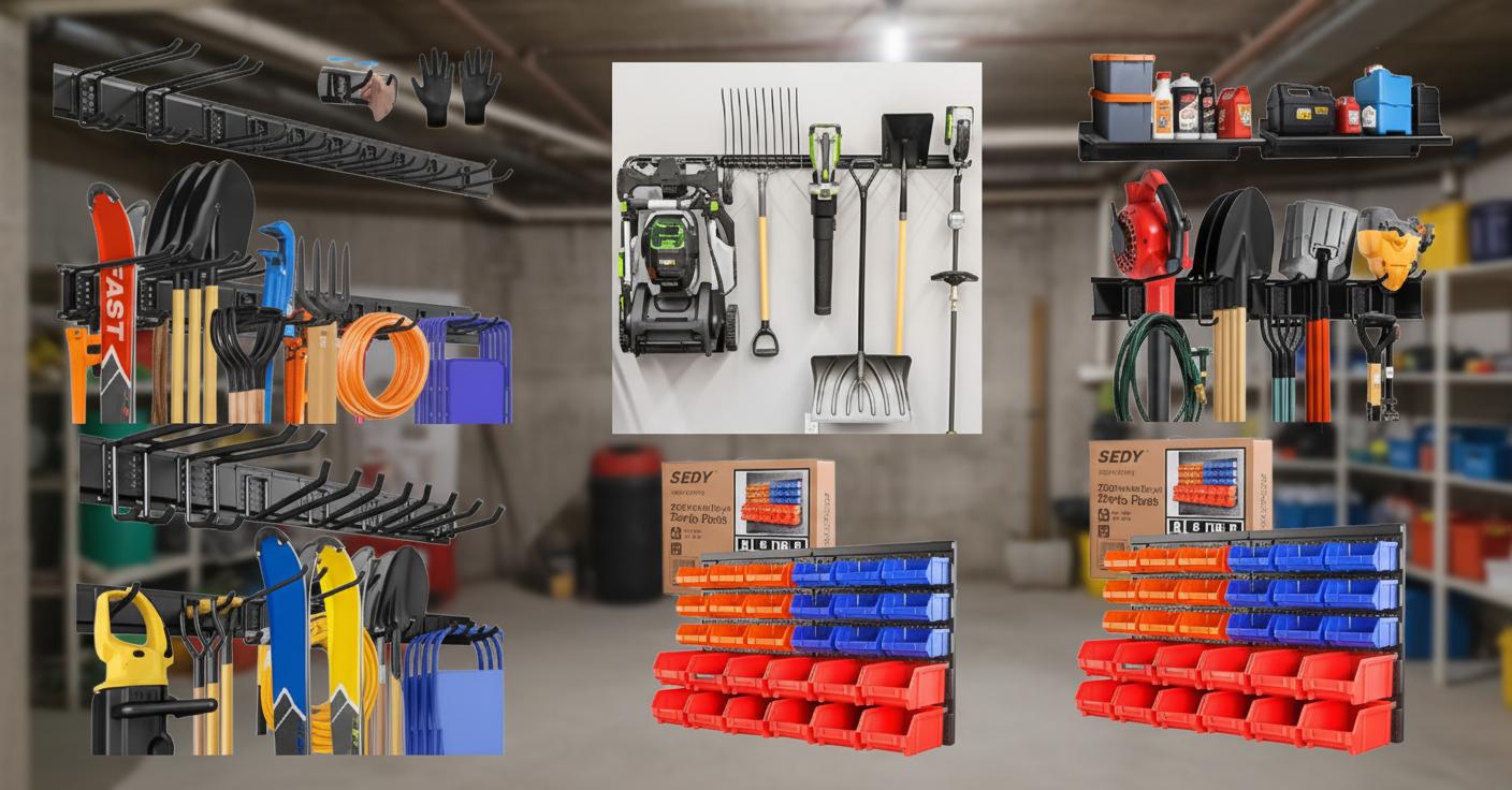 Best Wall-Mounted Tool Storage System - Heavy-Duty Durability, Adjustable Hook Versatility, Space-Saving Design