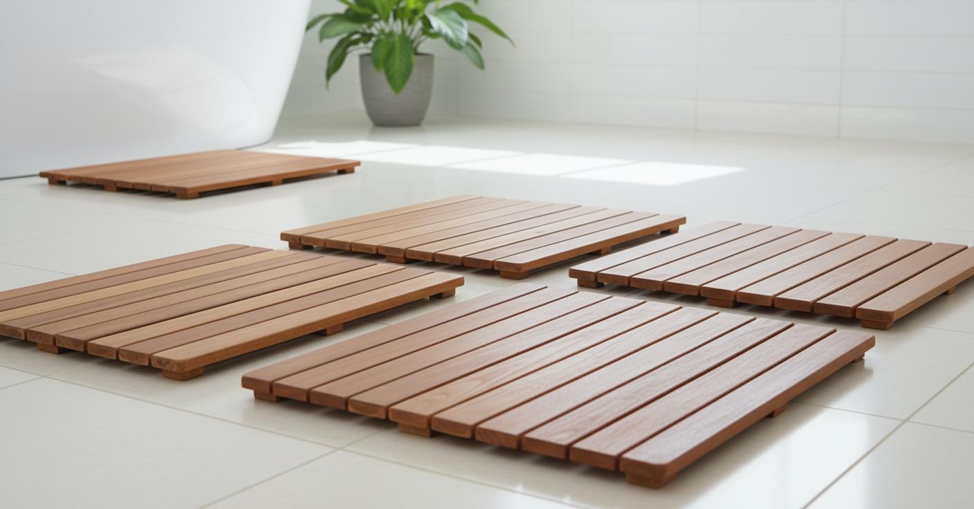 Best Anti-Slip Teak Bath Mat - Stylish Design, Secure Grip, Comfortable Use