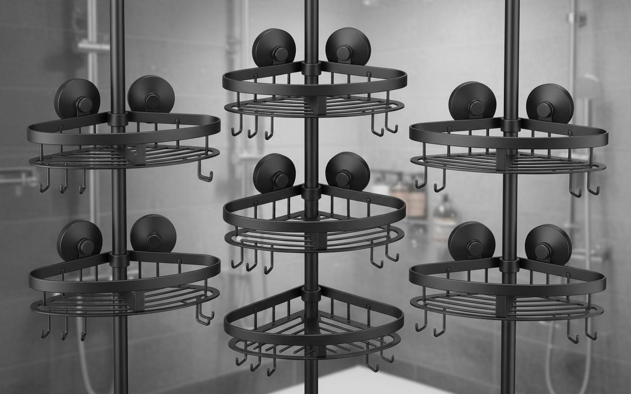 Best Corner Shower Caddy with Suction - Adjustable Design, Rustproof Material and Easy Installation for Renters