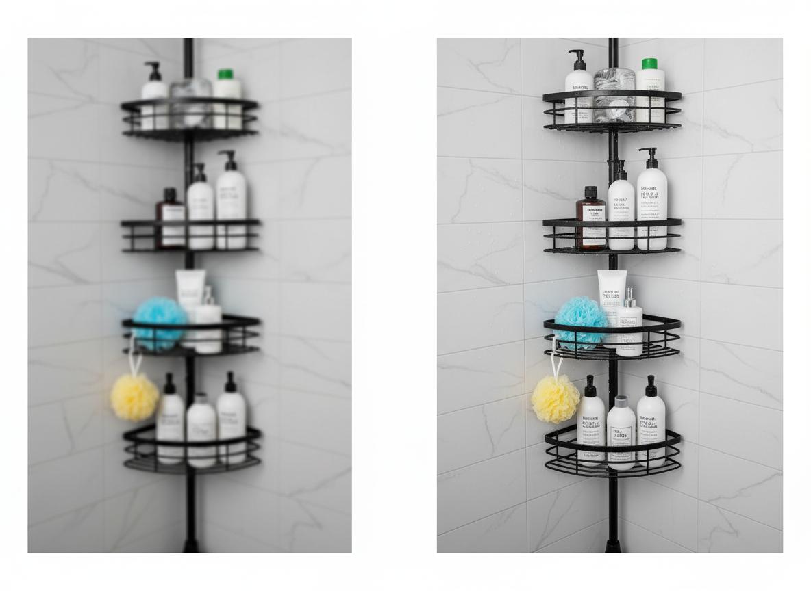 Best Corner Stepless Shower Caddy - Adjustable Design, Damage-Free Installation and Space-Saving Storage