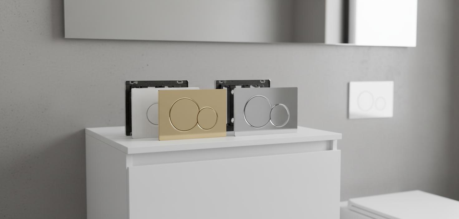Best Minimalist Concealed Flush Plates - Elegant Brushed Gold, Seamless Upgrade, Sleek Geberit Sigma01 Design