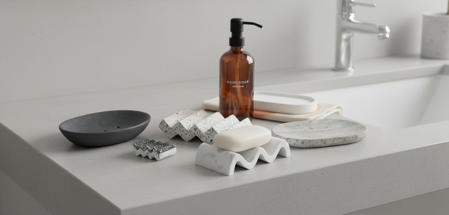 Best Minimalist Concrete Soap Dish - Stylish Design, Durable Build, Keeps Soap Dry and Organized