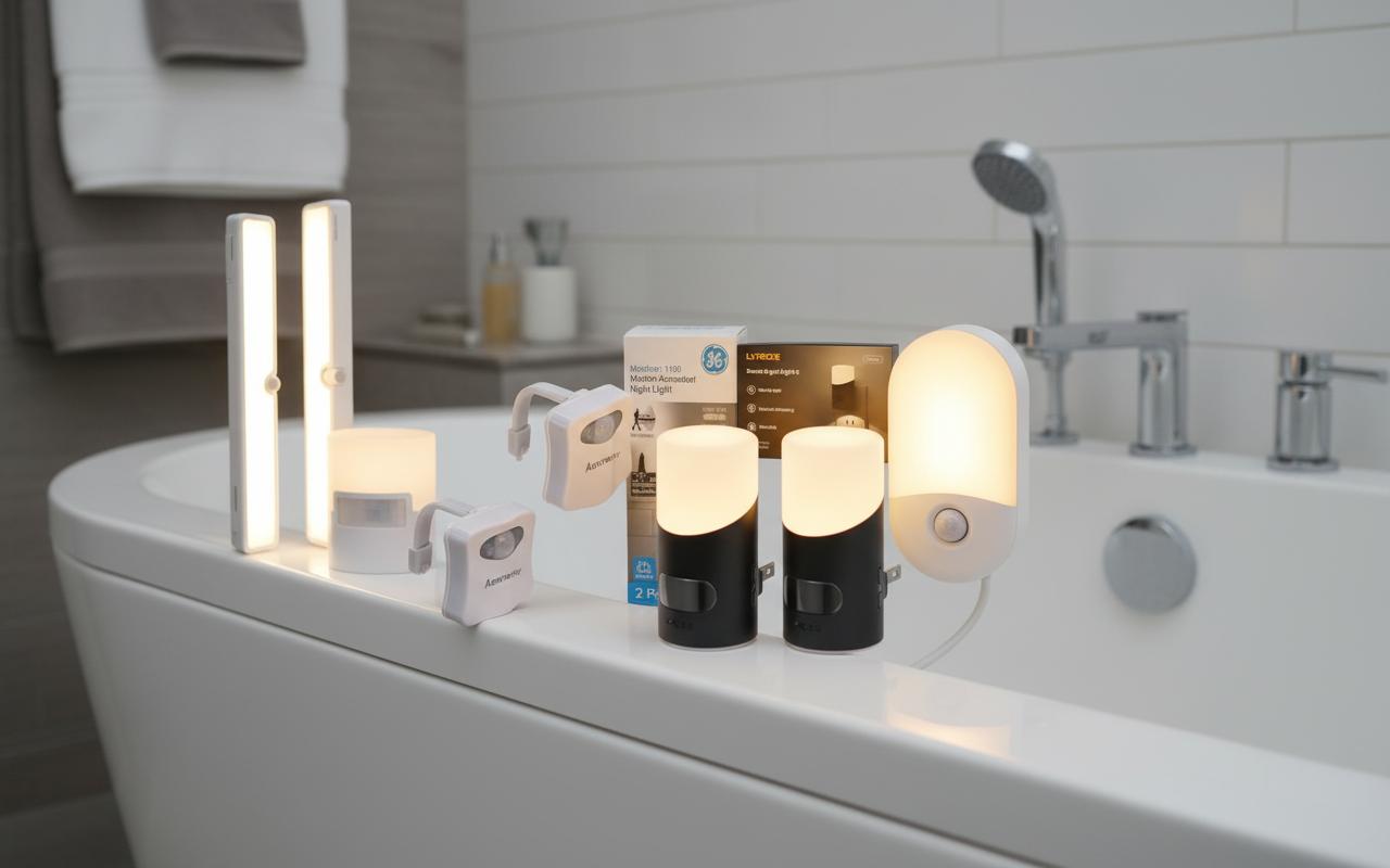 Best Motion Sensor Bathroom Night Light - Hands-Free Illumination, Energy Efficient, Easy Installation