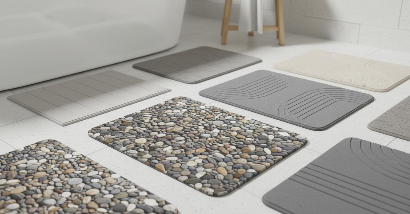 Best Natural Stone Pebble Bath Mat - Fast-Drying, Super Absorbent, and Stylish