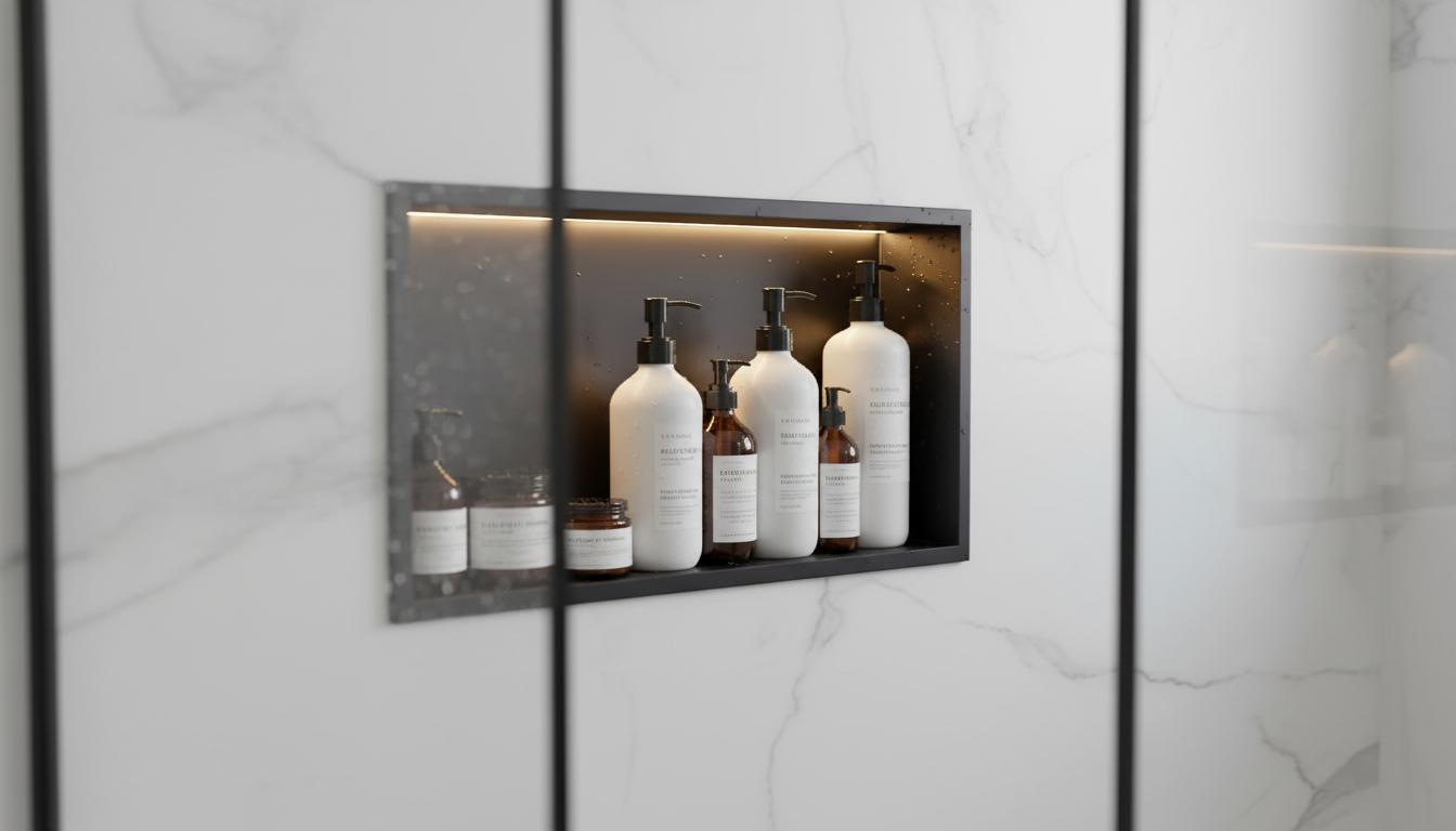 Best Recessed Shower Niche Organizer - Sturdy, Stylish, and Effortless Leg-Shaving Footrest