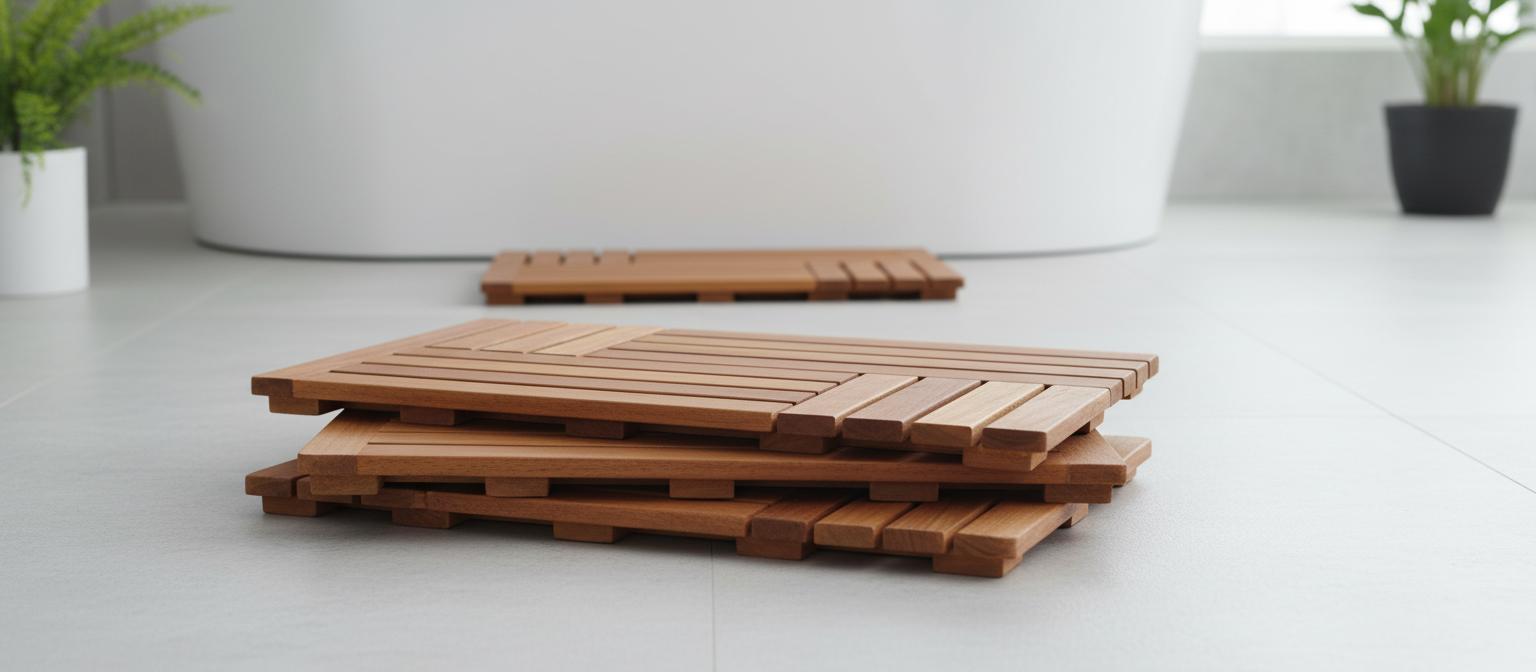 Best Recycled Teak Wooden Bath Mat - Stylish Design, Slip-Resistant Surface and Eco-Friendly Material
