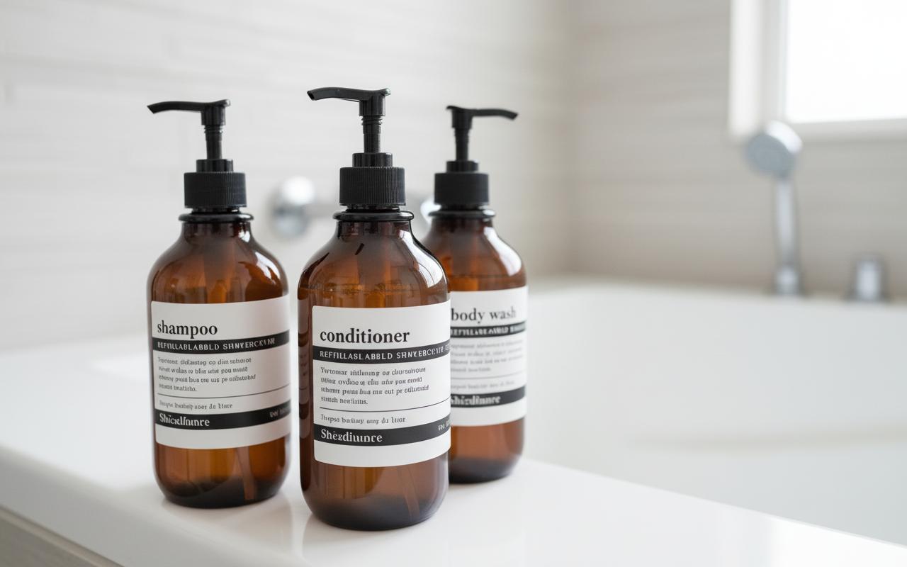 Best Refillable Shower Dispenser Trio - Eco-Friendly, Reusable, Leak-Proof Design