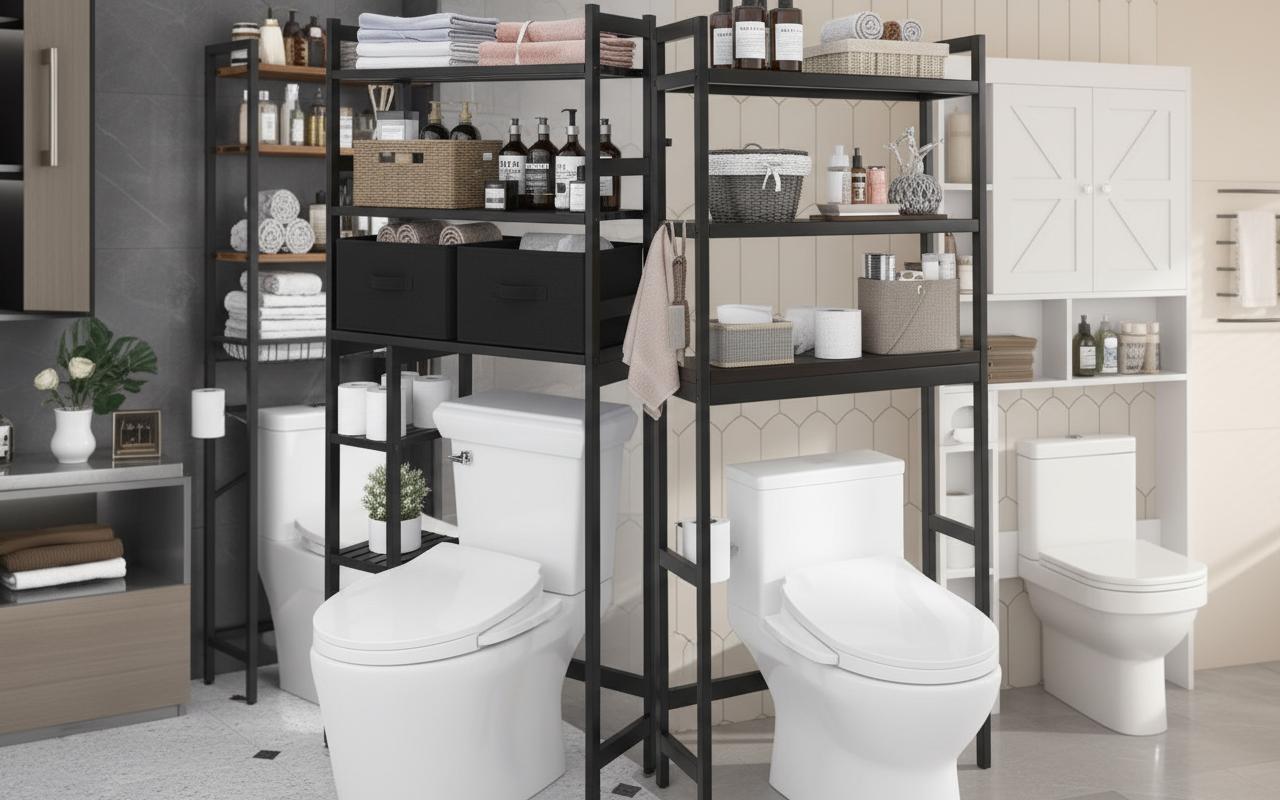 Best Space-Saving Over-The-Toilet Shelf - Maximizing Bathroom Space, Stylish Farmhouse Storage, Durable Design