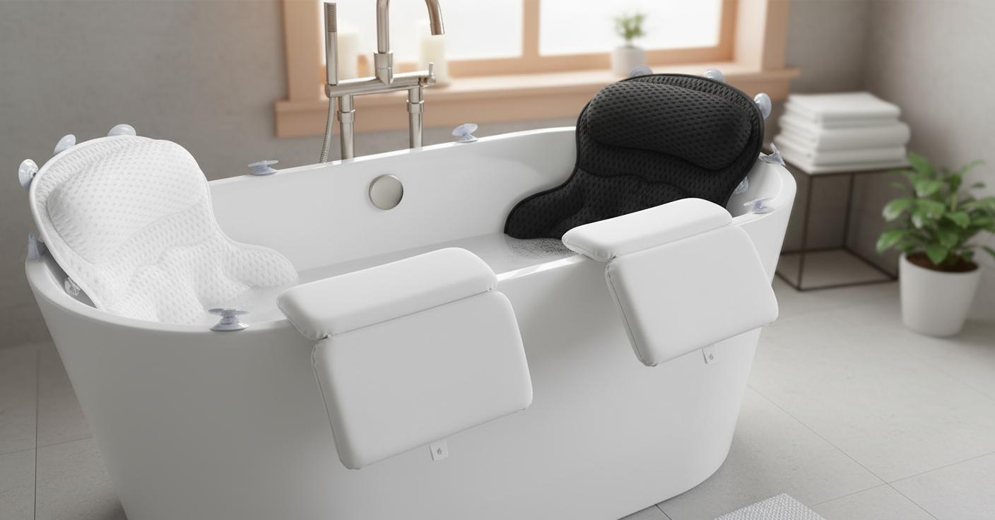 Best Suction-Cup Bath Pillow - Ultimate Neck Support, Comfortable Back Relief, Secure Non-Slip Design