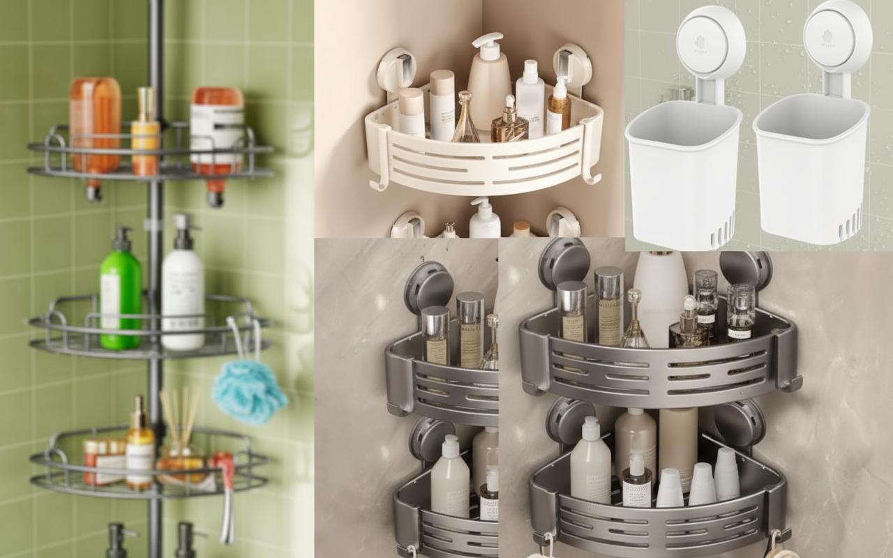 Best Suction Cup Corner Shower Caddy - Rustproof, Drill-Free Installation, Large Capacity Storage