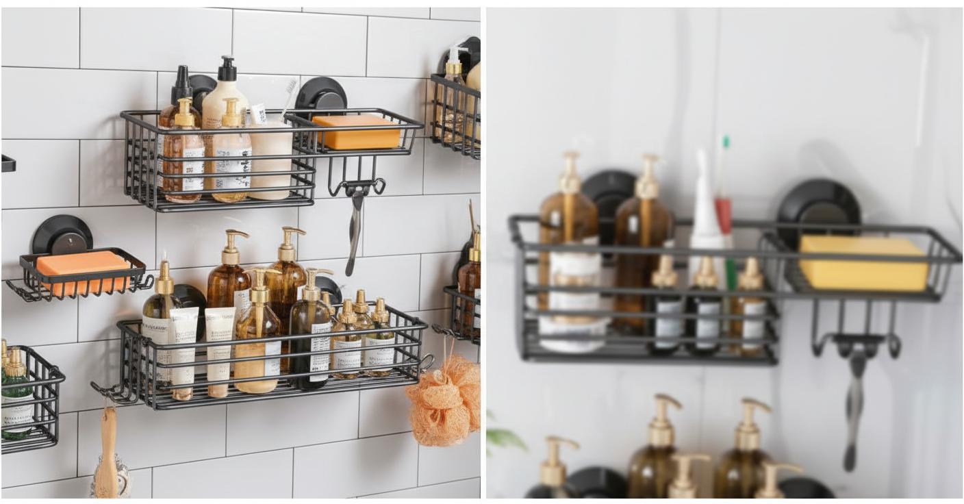 Best Suction Cup Shower Caddy - Organizes Bathroom Essentials, Protects Walls, Easy to Install