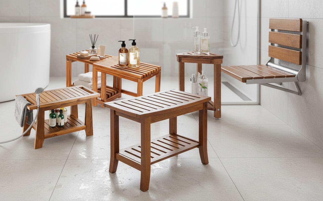 Best Teak Shower Bench - Sturdy Construction, Adjustable Height, Waterproof Design