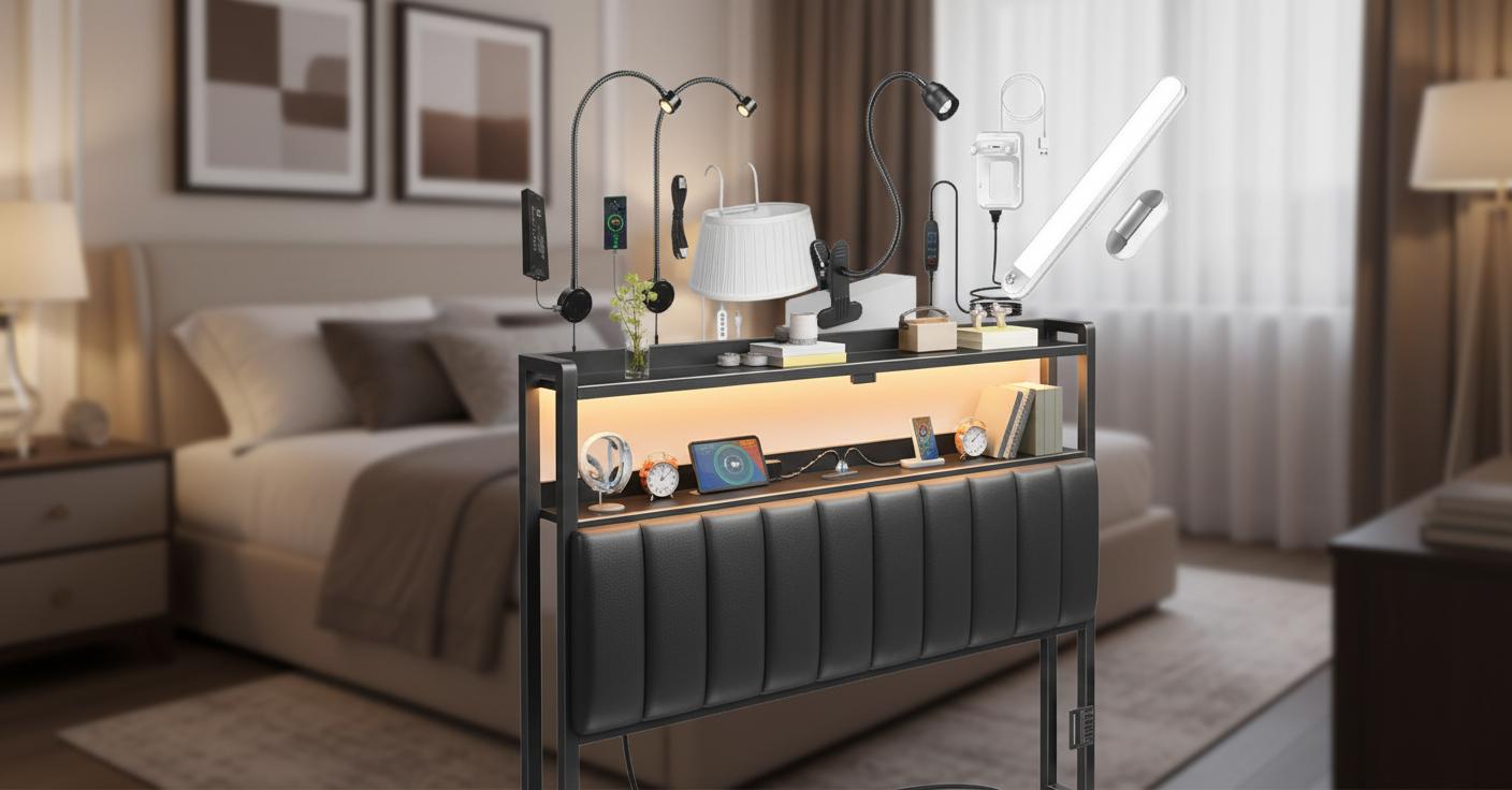 Best Adjustable LED Headboard - Convenient Bedside Reading, Adjustable Brightness, Easy USB and Type-C Charging