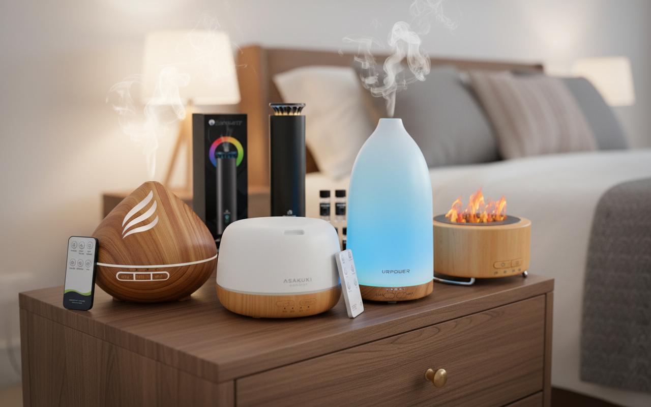 Best Aromatherapy Diffusing Nightstand - Customizable Scents, Remote Control Convenience, Soothing Mood Lighting