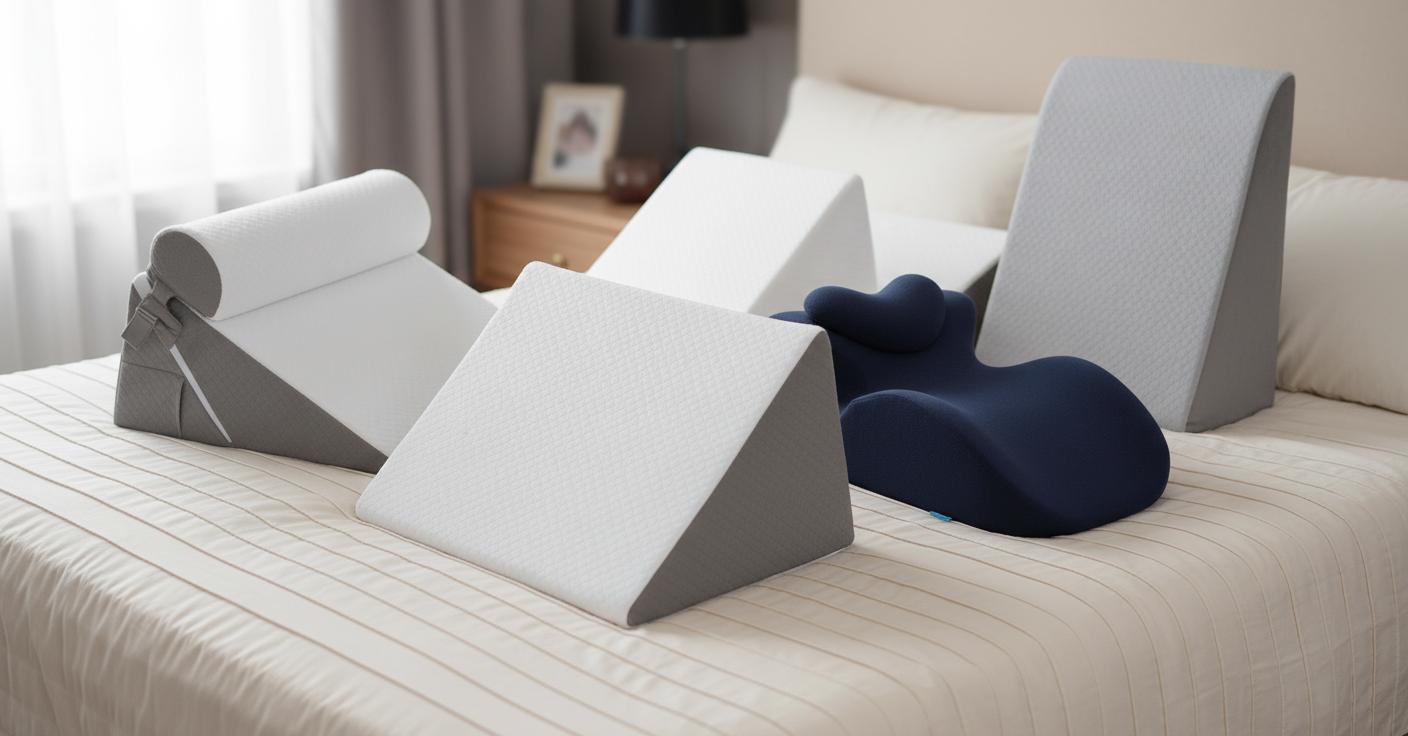 Best Foam Wedge Pillow for Reading - Comfortable Memory Foam, Relief from Sleep Apnea, Supports Acid Reflux