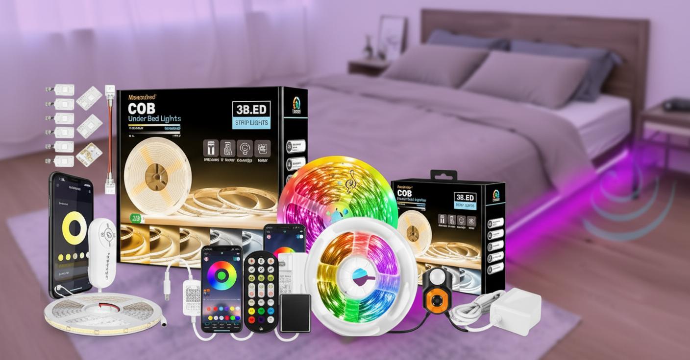 Best LED Under-Bed Lighting Kit - Automatic Activation, Dimmable Brightness, Safe Nighttime Navigation