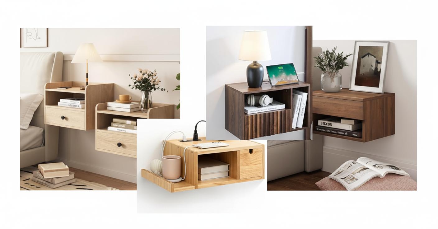 Best Minimalist Floating Nightstand - Space-Saving, Modern Design, Integrated Charging Stations