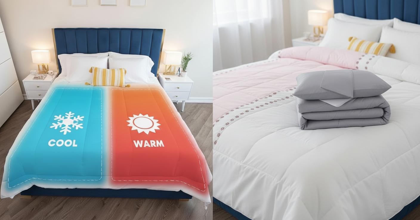 Best Temperature-Adjustable Dual Comforters - Personalized Temperature Control, Dual Warmth Layers, Couples Sleep Comfort