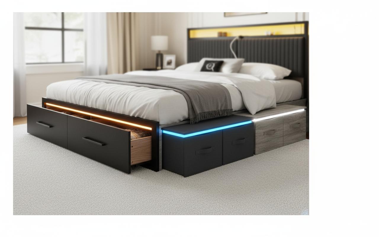Best Under-Bed Storage Drawers with LED Lighting - Maximizing Bedroom Storage, Built-In USB Charging, and Enhanced Convenience