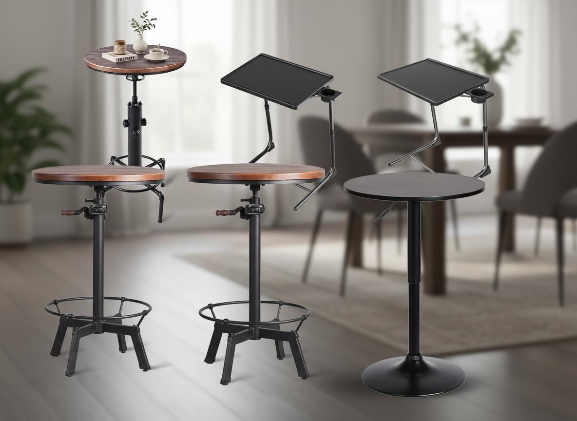 Best Adjustable Height Dining Table - Swivel Functionality, Stylish Industrial Design, Versatile Use