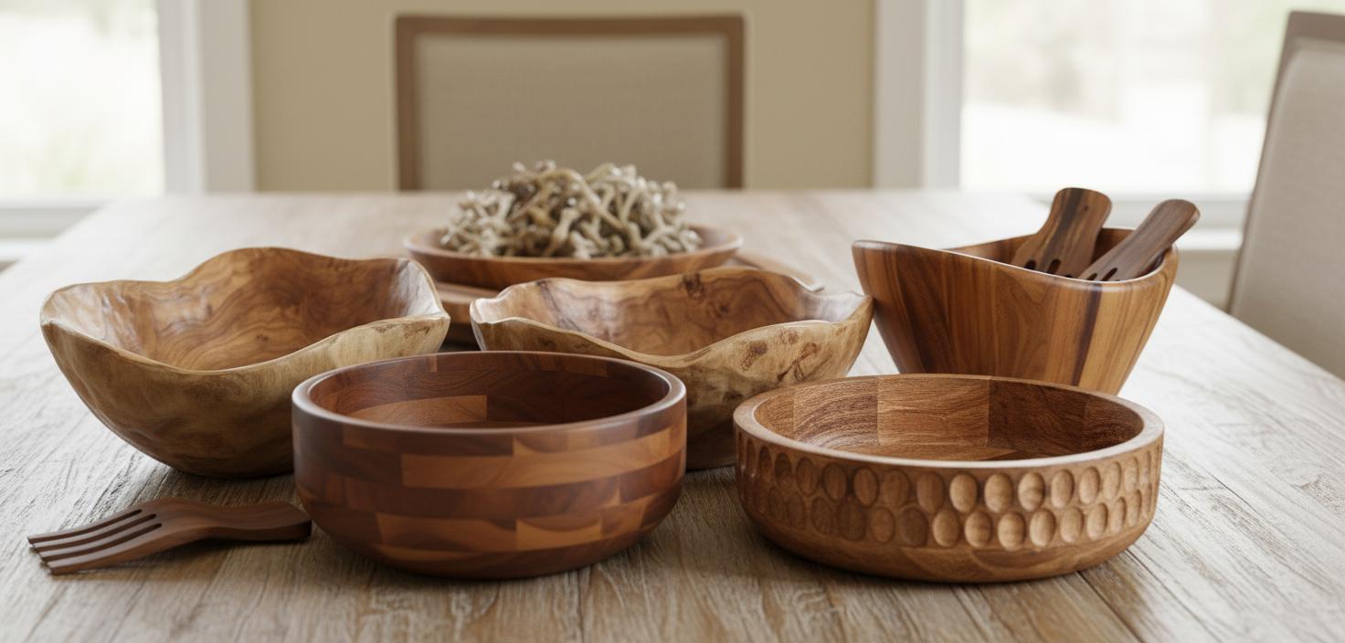 Best Artisanal Hand-Carved Salad Bowls - Natural Elegance, Durable Craftsmanship and Perfect for Fresh Fruit Salads