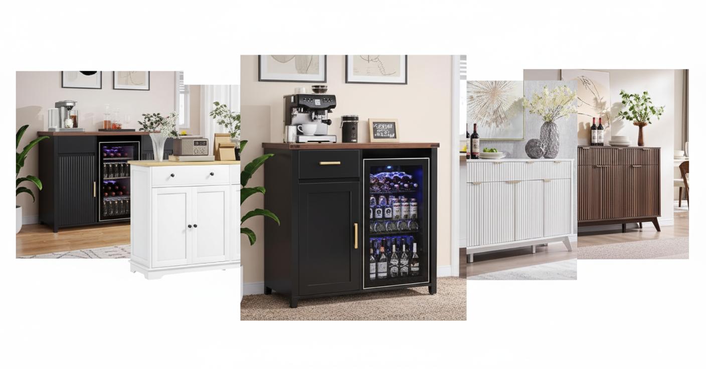 Best Built-in Buffet Sideboard with Refrigerated Drawers - Efficient Storage, Integrated Cooling, and Coffee Essentials Organization