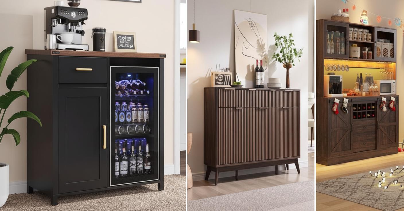 Best Built-in Wine Storage Sideboard - Organized Storage, Integrated Fridge Space, Ideal for Coffee Lovers