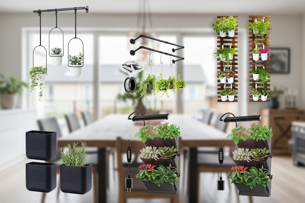 Best Ceiling-Mounted Herb Garden - Stylish Design, Space-Saving Hanging Planters, Easy Indoor Access