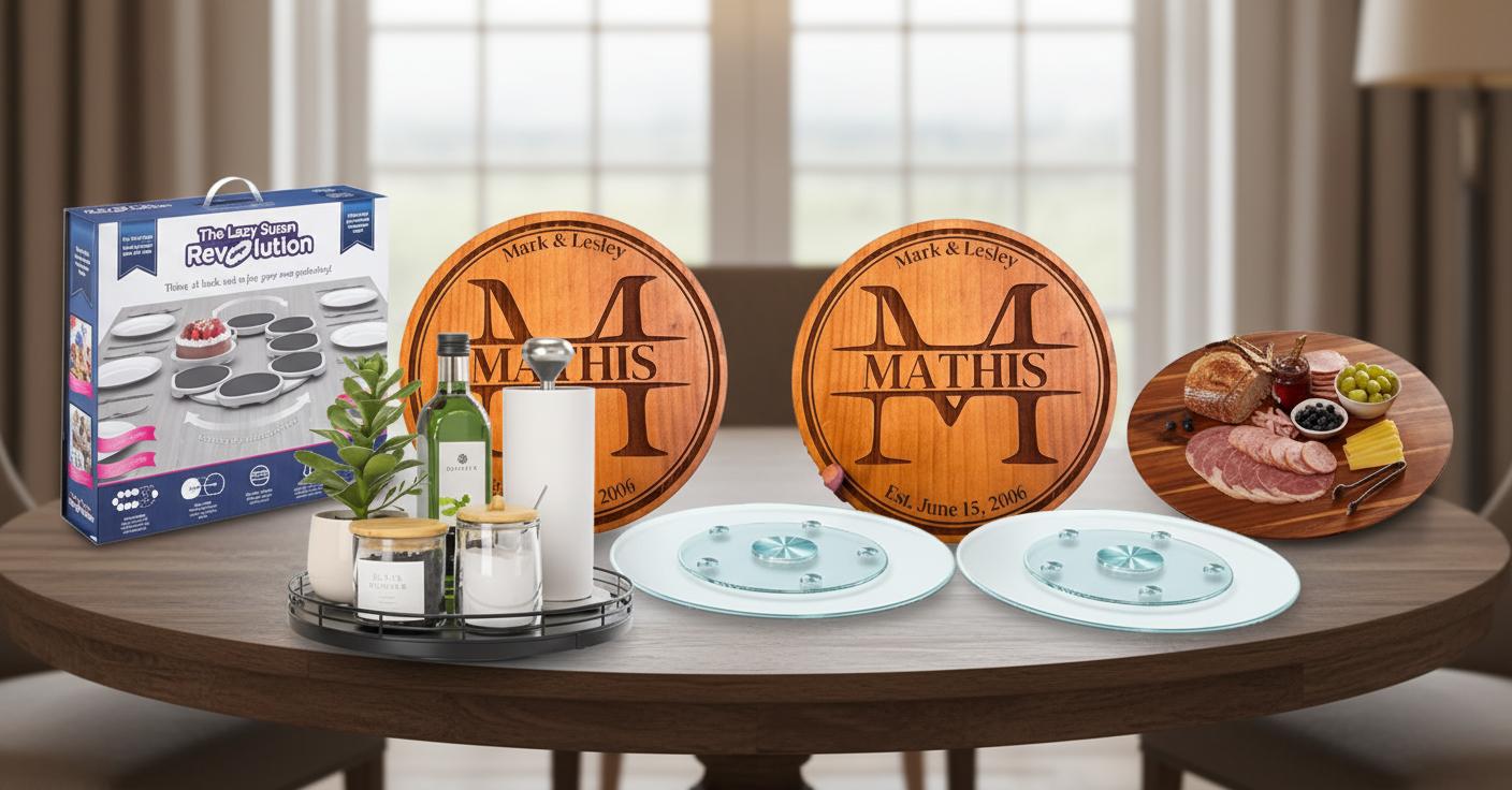 Best Customizable Dining Table Lazy Susan - Versatile Design, Expandable Fit, Rectangular and Oblong Compatible