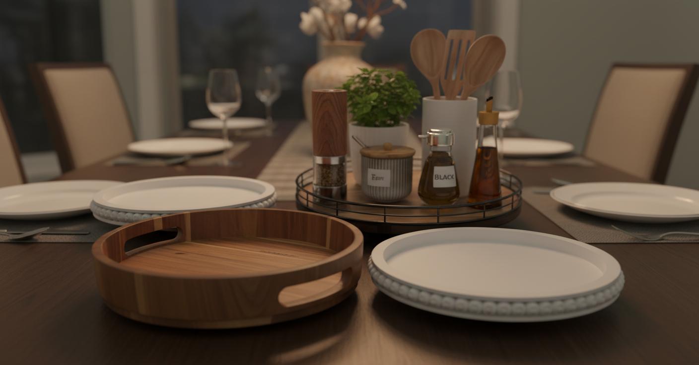 Best Customizable Lazy Susan Centerpiece - Versatile, Patented Turntable, Expands for Rectangular and Oblong Tables