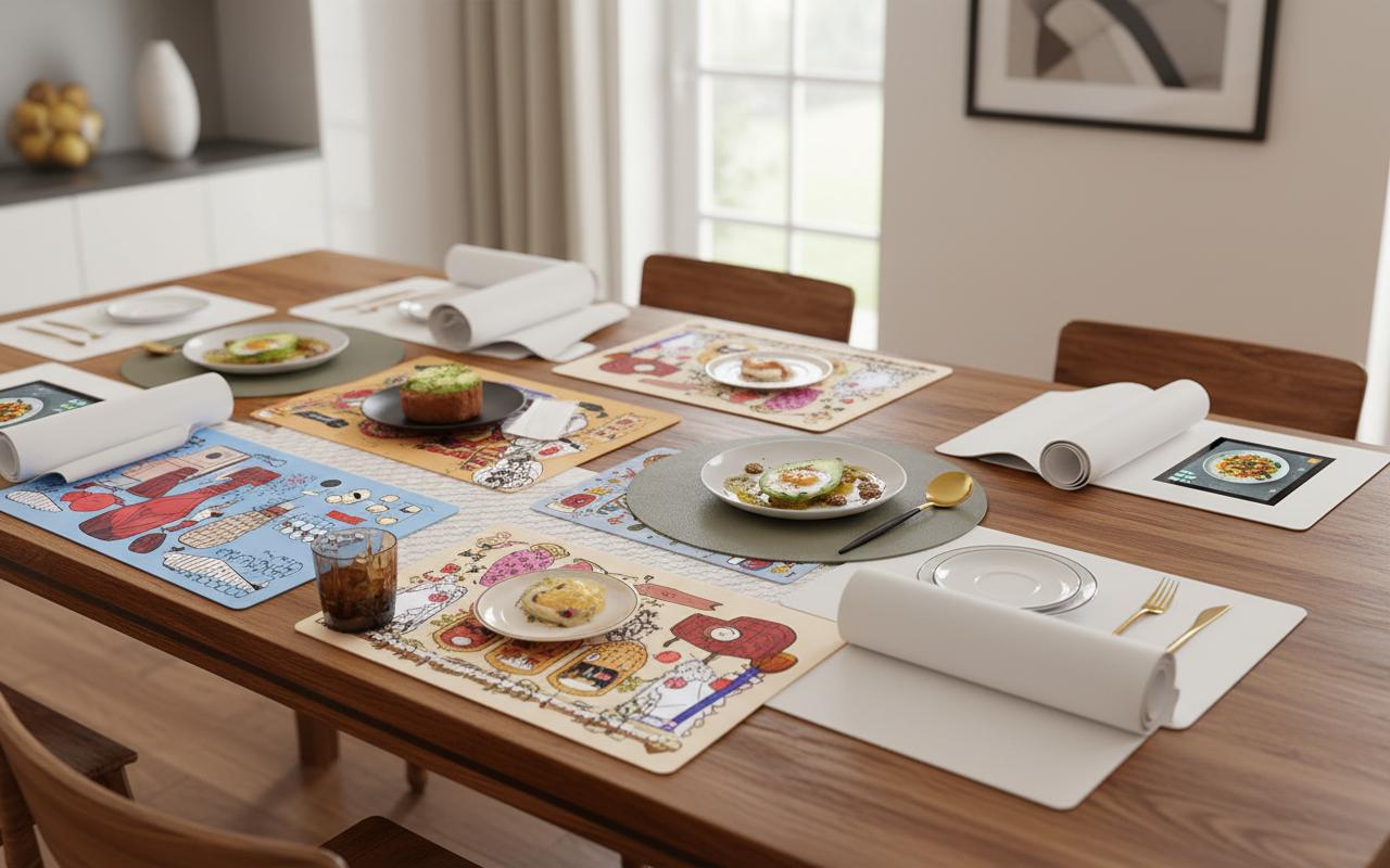 Best Customizable Placemat Sets with Digital Displays - Personalized, Rustic, Elegant Wedding Table Settings