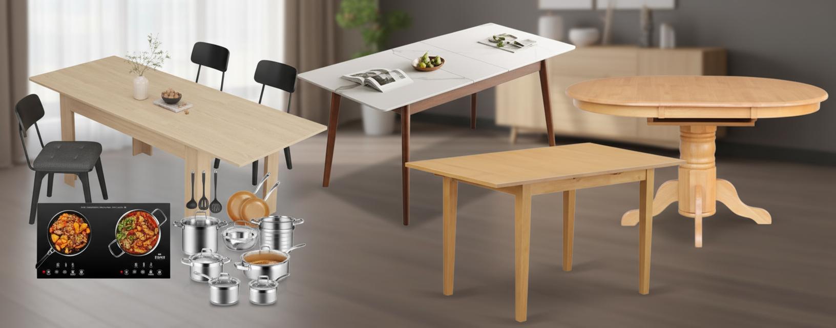Best Extendable Dining Table with Built-in Induction Cooktop - Versatile for Large Families, Space-Saving Design, Easy Cooking Integration