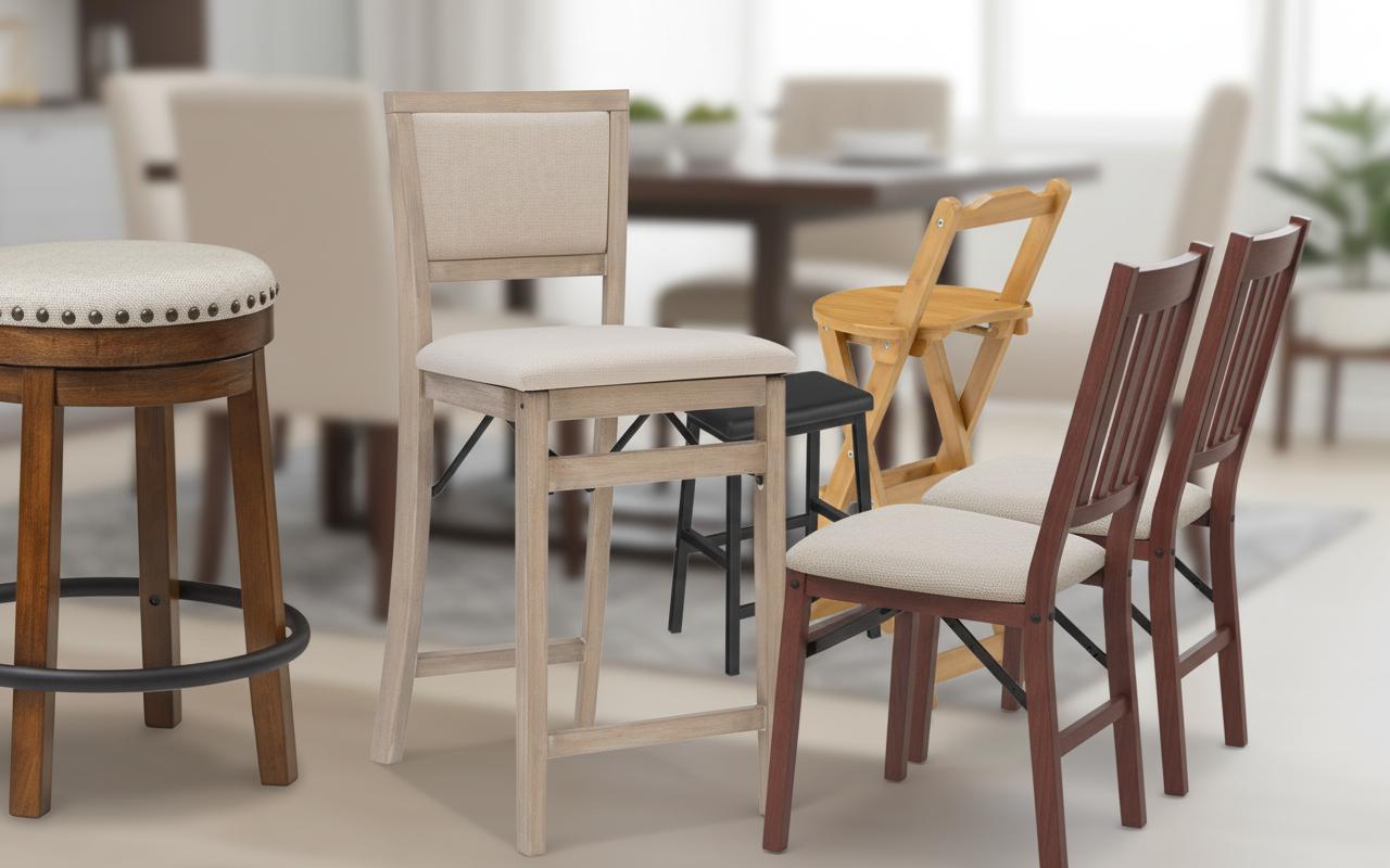 Best Foldable Upholstered Dining Stools - Stylish Design, Comfortable Swivel Seating, Counter Height Convenience