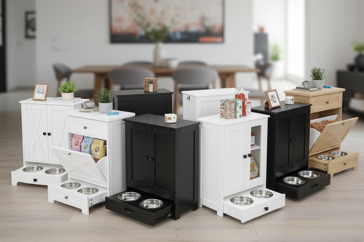 Best Hidden Pet Feeding Drawer in Dining Credenza - Discreet Storage, Organized Feeding, and Space-Saving Design