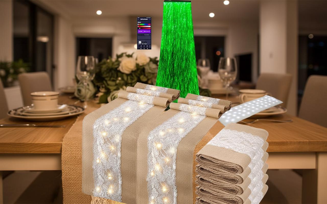 Best LED Charger Table Runner - Rustic Farmhouse Charm, Festive Thanksgiving Vibes, Charming Illuminated Accents
