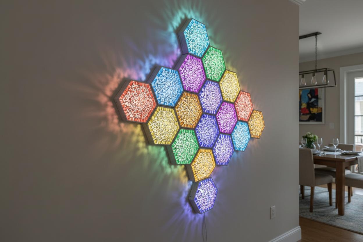 Best Mosaic LED Accent Wall Panel - Customizable Smart Lighting, Music Sync, and Gaming Decor