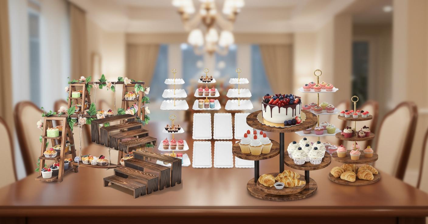 Best Multi-tiered Dessert Display Stand - Elegant Wooden Tiers, Foldable Design, Perfect for Cupcakes and Snacks